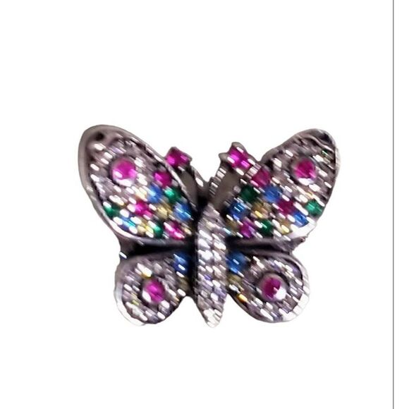 Colorful Crystal Stainless Steel Butterfly Ring sz 7 NEW - Picture 5 of 8